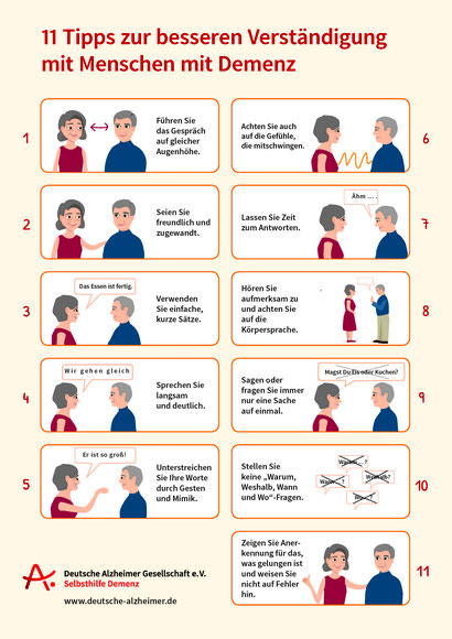 Broschüren der Alzheimer Gesellschaft -- 11 Tipps zur besseren Verständigung mit Menschen mit Demenz